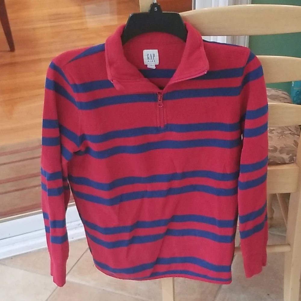 GAP red with blue stripe sweater size 12